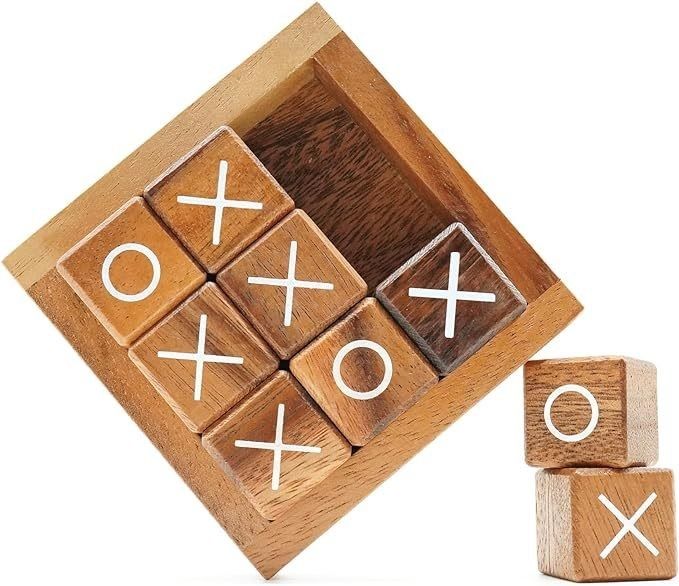 Handmade 4 Inch Wooden Tic Tac Toe Coffee Table for Desk and Living Room Decoration