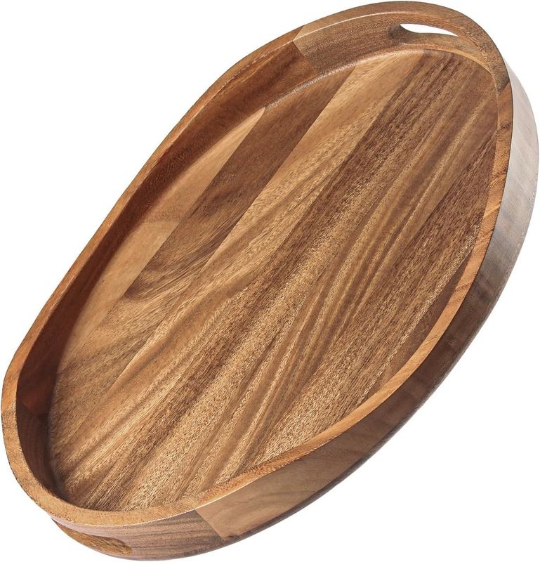 Custom Size 17&quot;x13&quot; Wooden Round Decorative Tray for Living Room Printing Laser Engrave