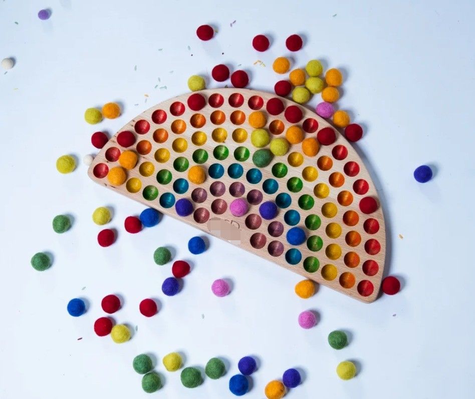 Handmade Wooden Montessori Rainbow Color Learning Toy for 2-4 Years Old As Your Request