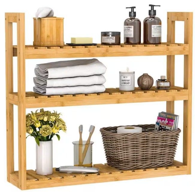 Natural Color 3 Tier Wooden Storage Shelf for Organizing Your Bathroom Essentials