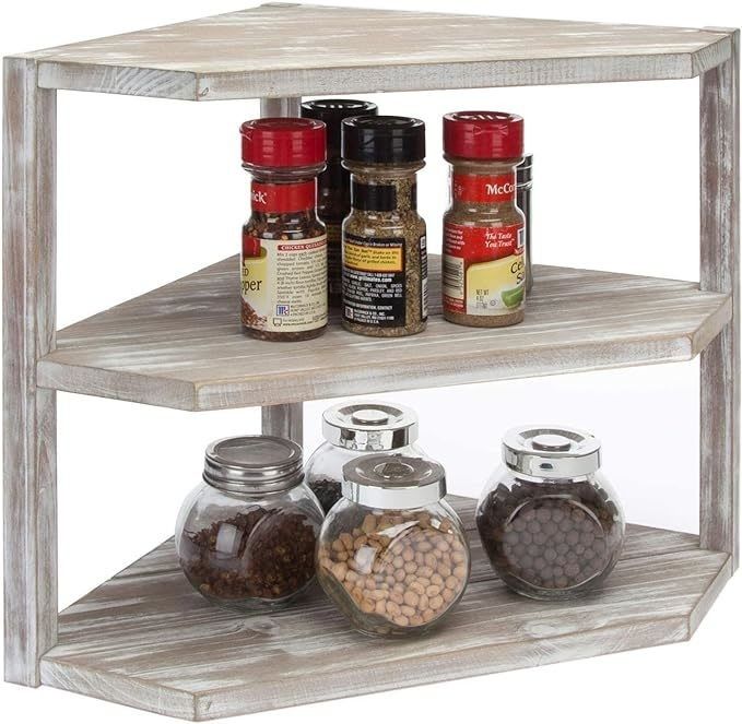 Wooden Kitchen Counter Corner Rack 3 Layer Storage Organizer for Cooking Supplies