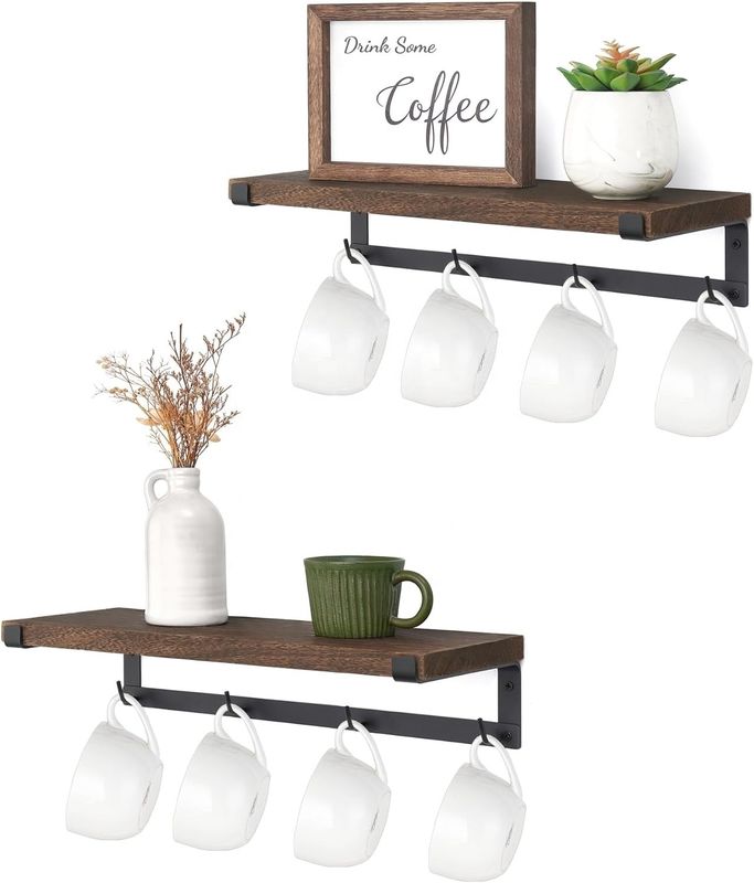 Solid Wood Floating Rack Coffee Bar Accessories for Wall Book Shelves in Kids Kitchen