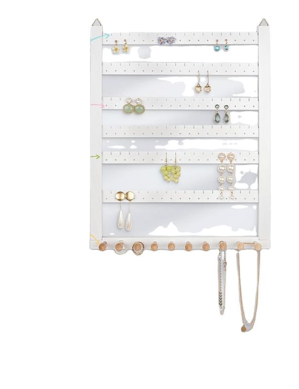 Easy Assemble Solid Beech Wood Earring Hanging Necklace Holder Hanger Wall Mount Jewelry Organizer