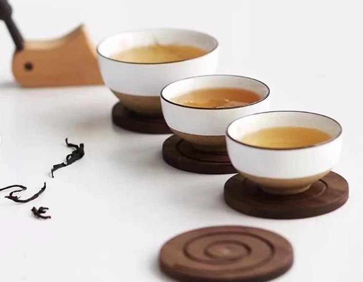 Cute Snail Solid Wood Coaster Insulation Mat Set Of 5 With Holder Desktop Decoration Gift