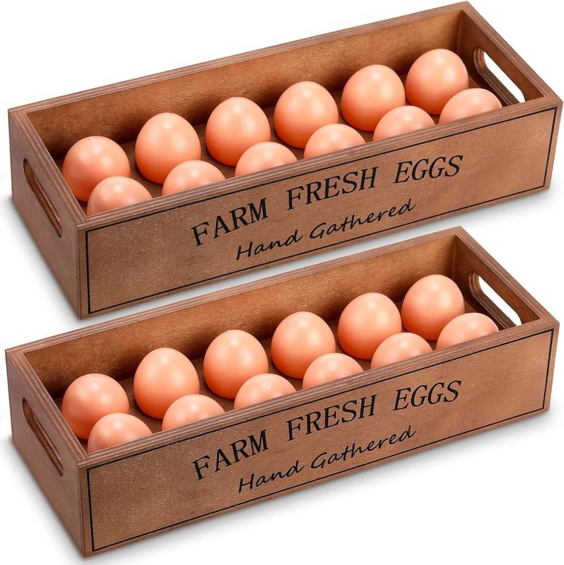 Rustic Wooden Egg Crate for 12 Fresh Eggs Stackable Customized Designs Storage Box