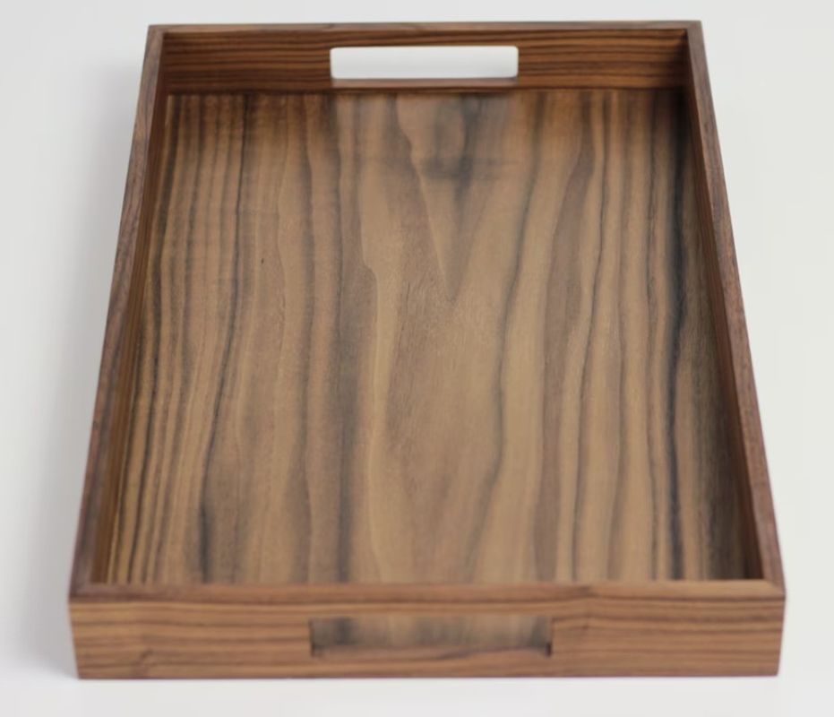 Customized Logo Walnut Wood Tray Home Decor Serving Tray with Handles