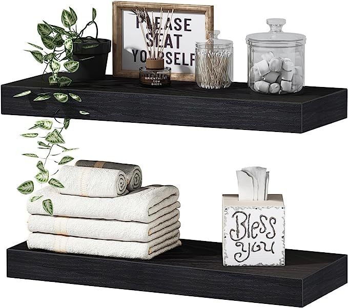 Mail Packing Set of 2 Rustic Style Wooden Floating Shelves for Exquisite Home Decor