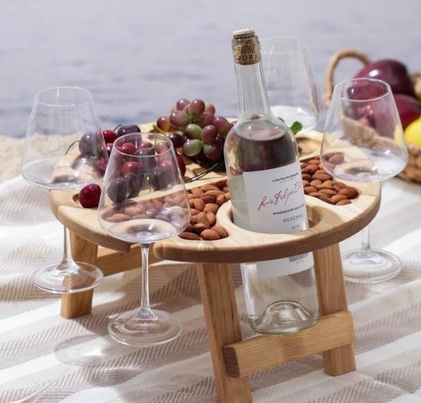 Foldable Serving Tray Portable Wine Table with Save Space Function and Customized Logo