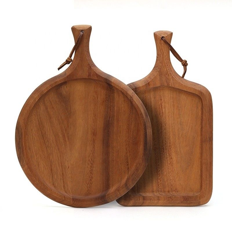 13 Inch Round Wooden Pizza Tray with Contracted Wind Design and Eco-friendly Material