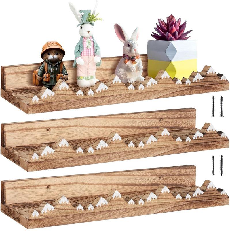 Customized Logo Wall Mounted Rustic 3 Pcs Snow Mountain Floating Shelves for Nursery