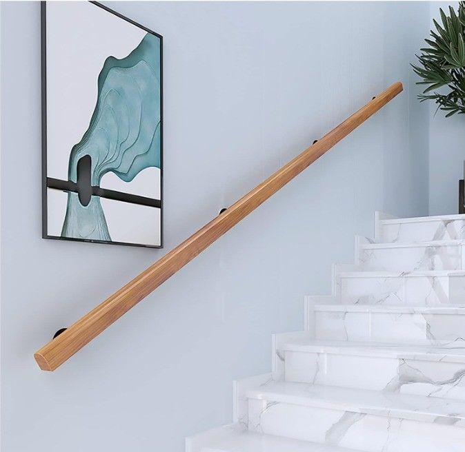 Indoor Wooden Handrails Modern Design Style Non-Slip Staircase Wall Mounted Grab Bar