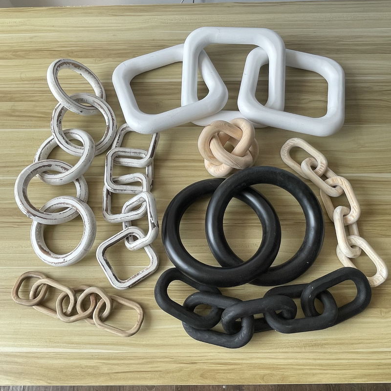 Hand-Carved Wood Crafts Ornaments for Home Decor Wood Chain Link Farmhouse 5-Link Chain