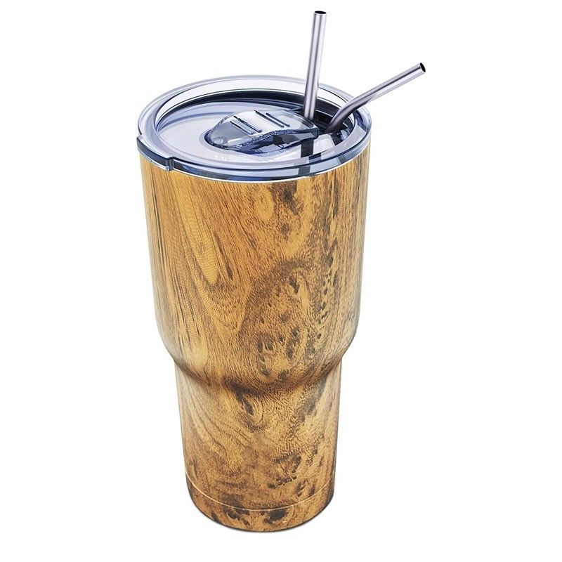 Wood Grain Tumbler 30oz Stainless Steel Vacuum Insulated Mug for Hot and Cold Drinks