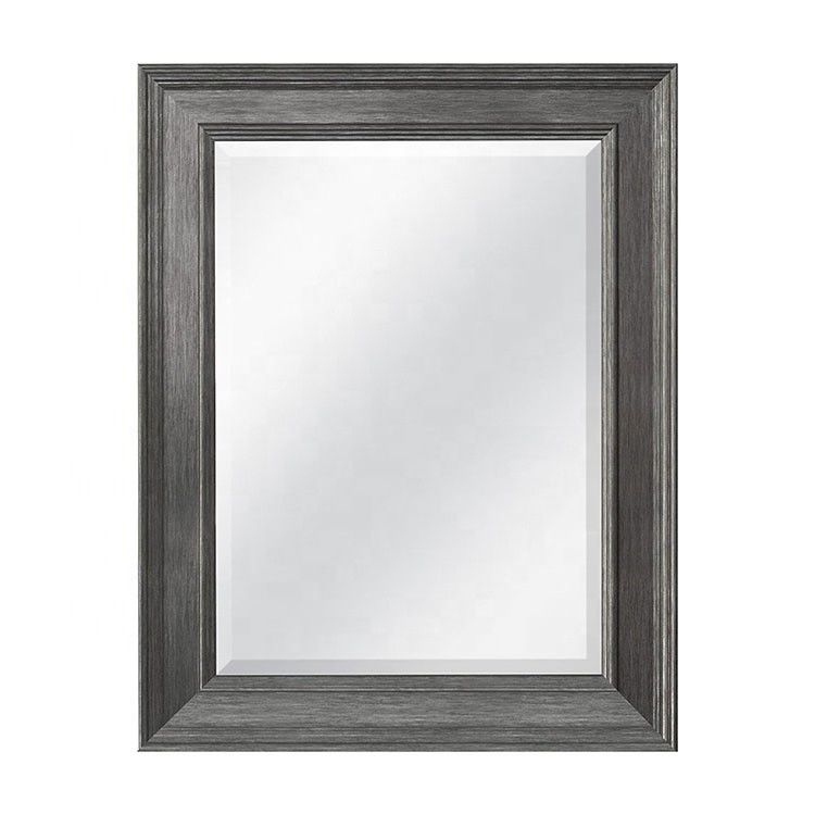 Rustic Farmhouse Living Room Decor Wooden Wall Hanging Mirror in Plain Colo