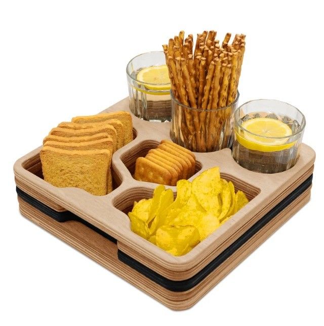 Multi-Functional Serving Tray for Snacks and Drinks Space-Saving Couch Bar Snack Box
