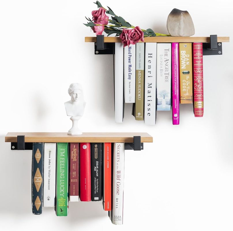 Double Storage Mini Wooden Box Wall Mount Bookshelf for Unique Spaces and Innovation
