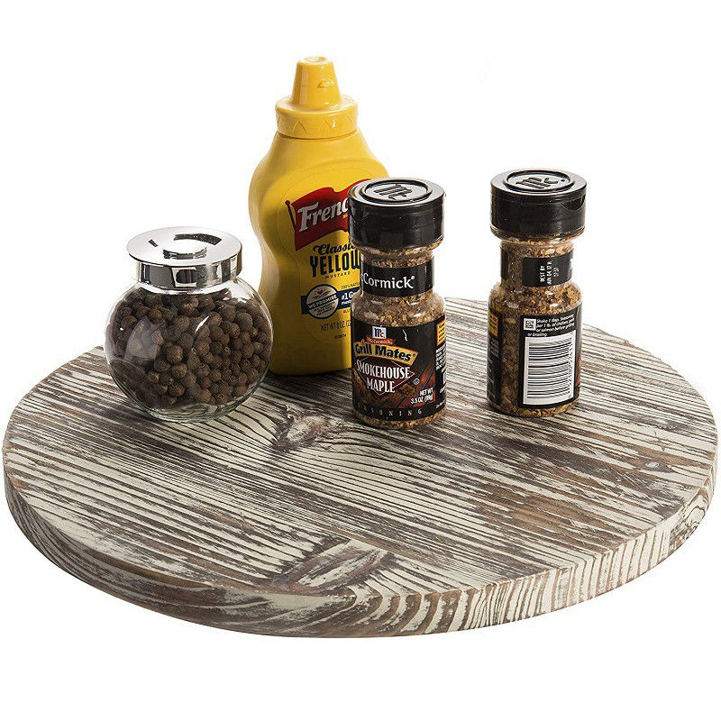 Wood Lazy Susan Turntable for Kitchen Latest Farmhouse Design Style Printed and Burned