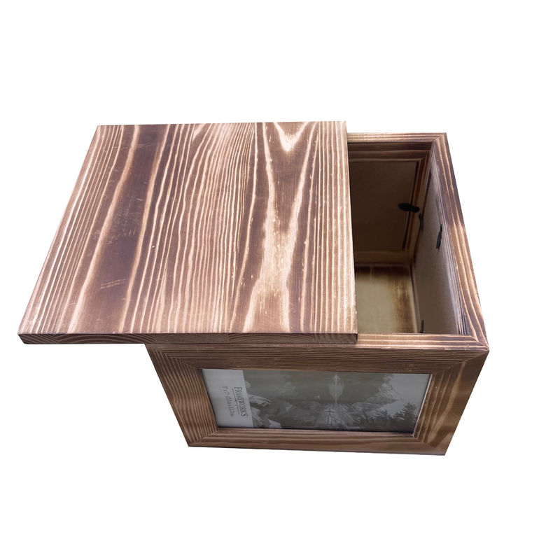Wooden Photo Frame Storage Box in 21x21x17cm Size with Customizable Color Option