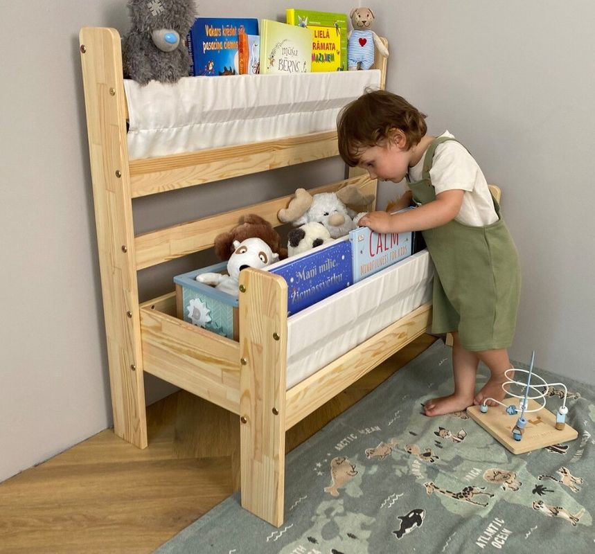 Montessori Wooden Bookshelf Hidden Storage and Space-Saving Function for Toddlers