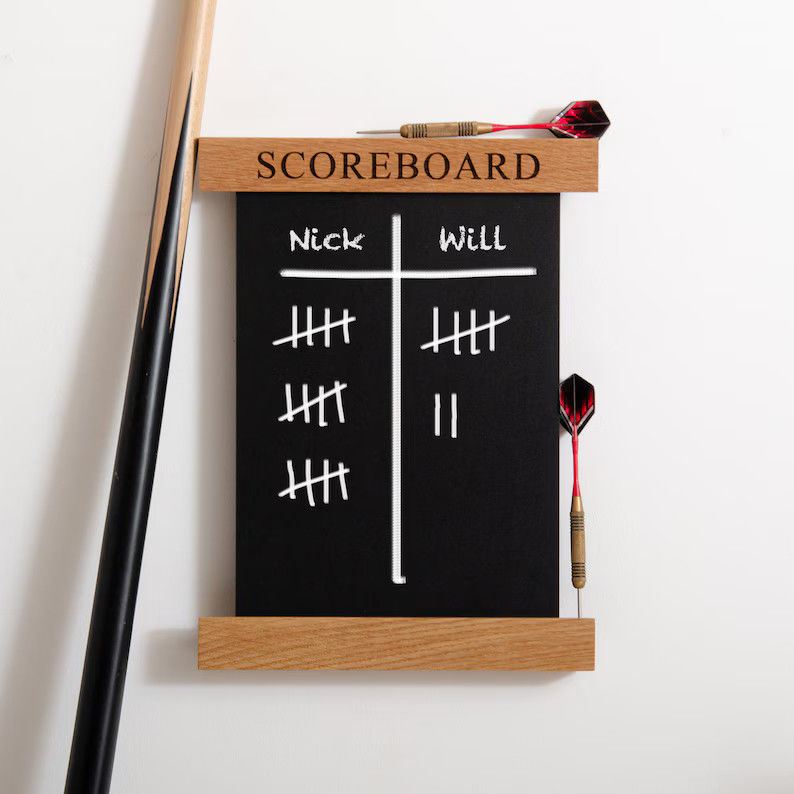 202406 Floating Framed Notice Board Score Card Board Wooden Scoreboard with Chalkboard