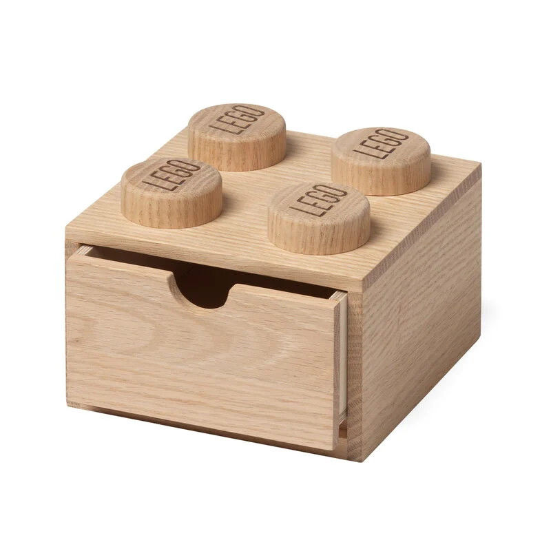 Custom Order Accepted Lego Wooden Desk Drawer 4 Soaped Oak Box for Children's Jewelry