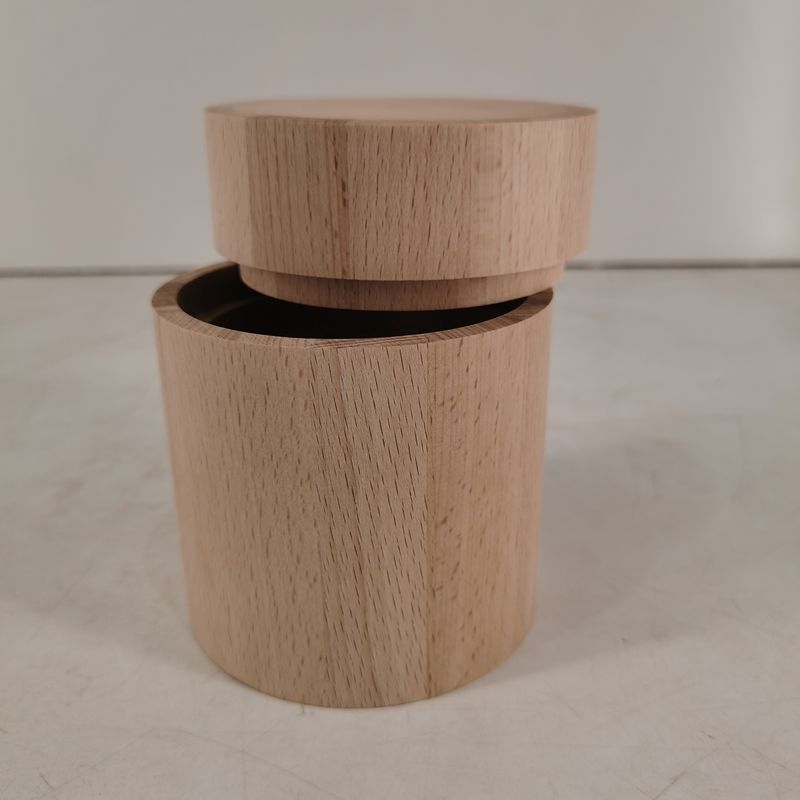 D90 x H112mm Custom Shape Wooden Barrel Rustic Design for Coffee Bean and Tea Storage