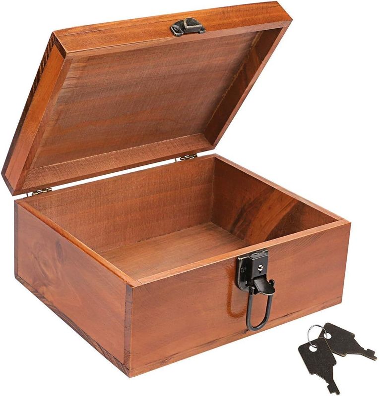 TIMBER Customized Decorative Handmade Craft Large Wood Box 9.3X7.6X4.5 Inch Custom Order