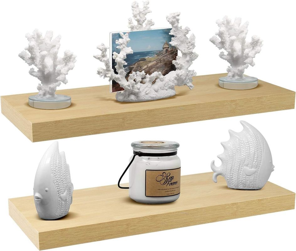 60.96cm x 22.86cm Maple Floating Wall Shelves Set of 2 for Holding Kitchen Appliances