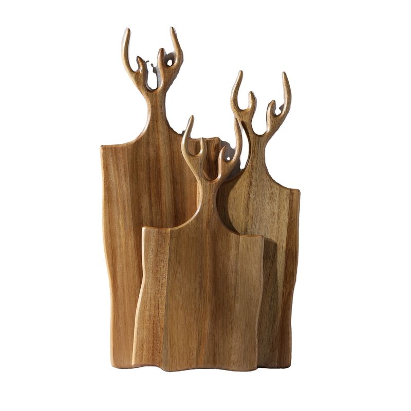 Multi-purpose Olive Acacia Chopping Boards Set of 3 with Handle Customized Size