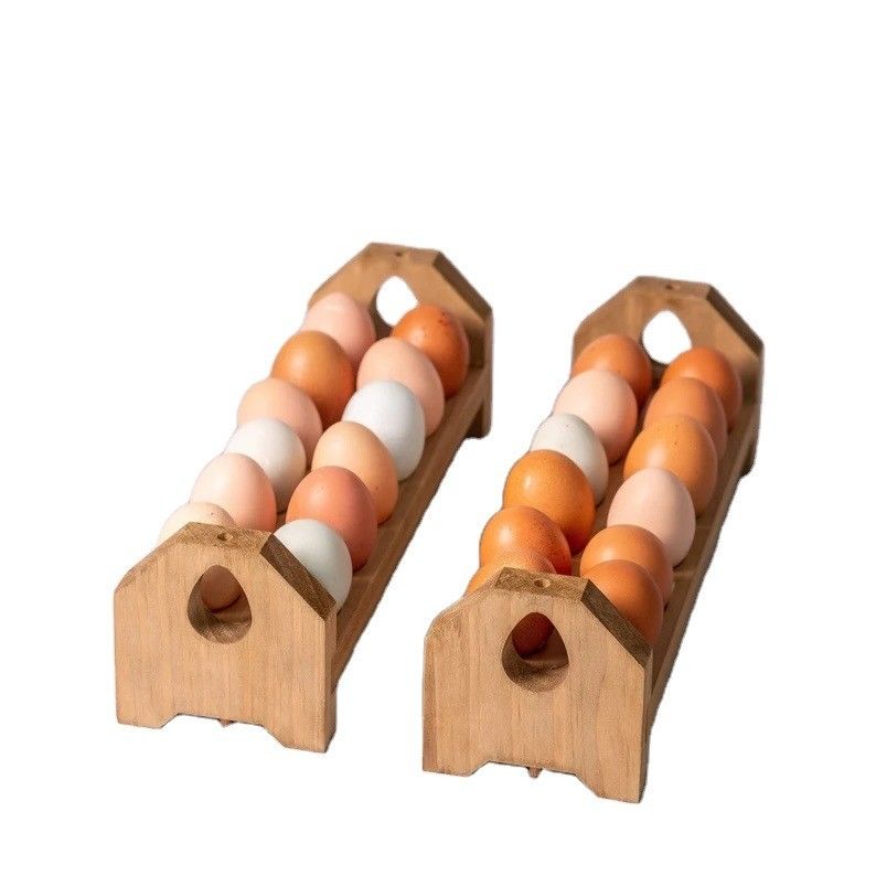 Wooden Egg Carton Tray Handmade Bamboo or Custom Wood Egg Holder for Farmhouse Kitchen