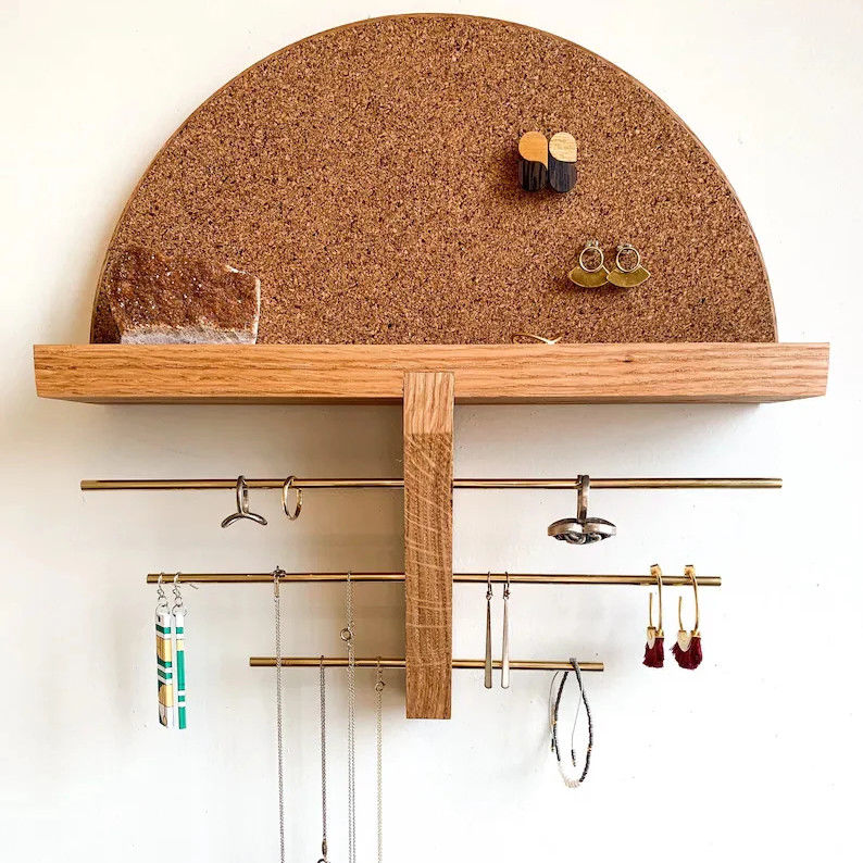 Mini Wooden Box Wall Mount Jewelry Holder and Organizer for Unfinished Birch Wood Color