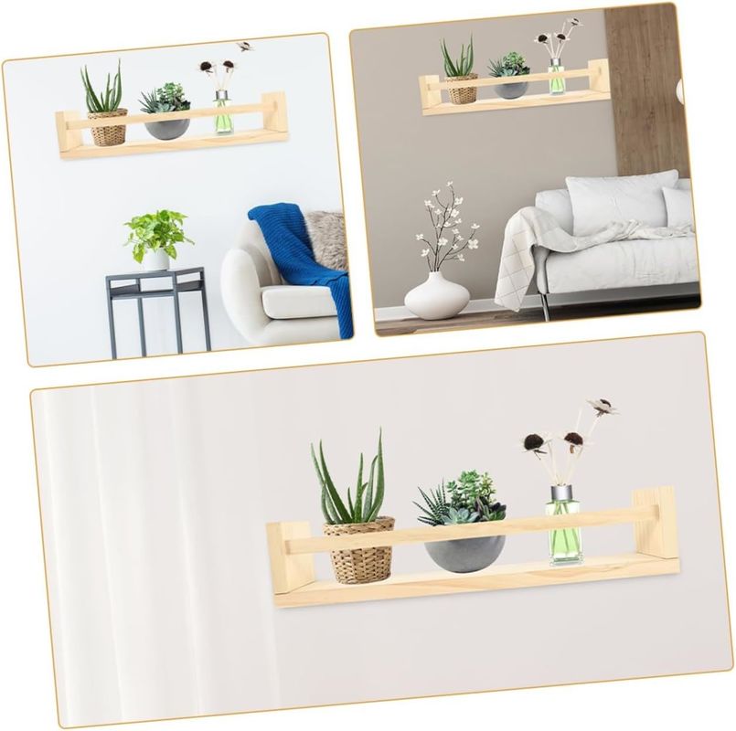 Wooden Decorative Hanging Shelf Set of 2 for Book Flower Pot and Nursery Organizer Gift
