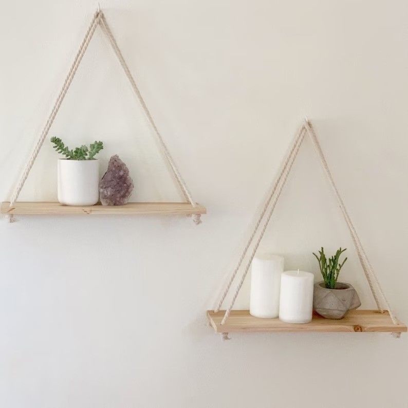 Wooden Wall Shelf Set of 2 Floating Shelves for Bathroom Organization Ideas