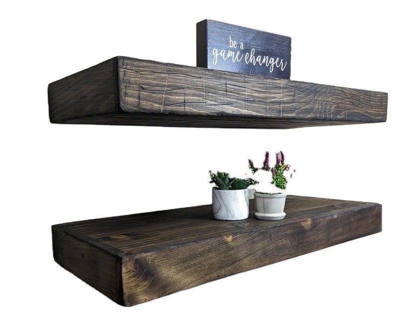Rustic Style Wood Floating Shelves 3 Inches Thick 10 Inches Deep Customizable OEM ODM