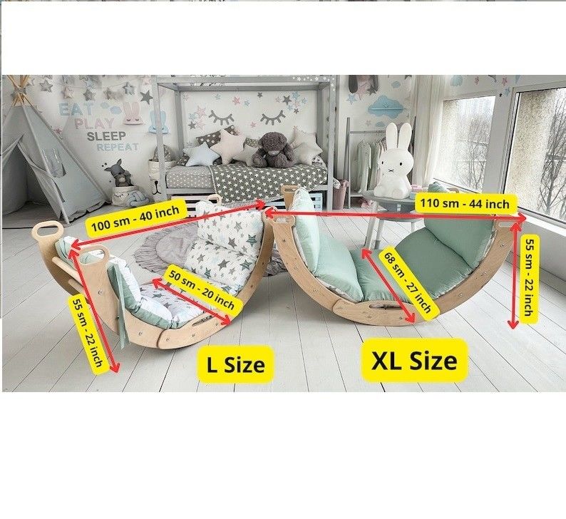 Montessori 3 in 1 Item Set Furniture Climbing Items Baby Gym Grey Pastel Standard Size