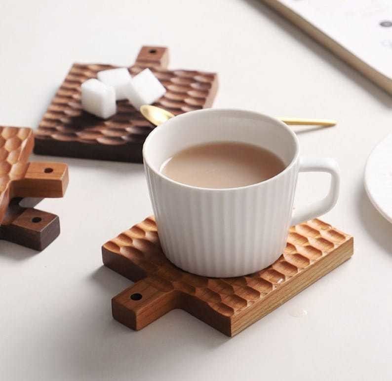 Solid Wood Creative Insulation Mat for Cherry Wood Anti-Scalding Coffee Cup Holder