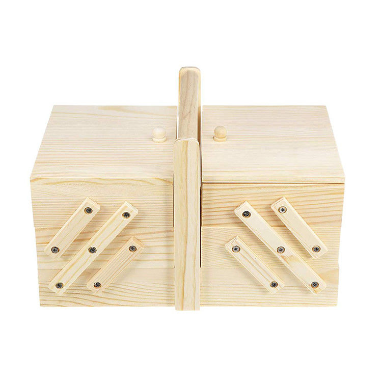 Sewing Kit Box Natural Color Storage Wooden Handmade Adjustable 5 Days Custom Pine