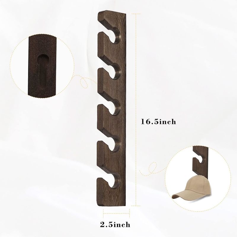 Wall-Mounted Wooden Baseball Cap Display and Storage Rack with Silk-screen Printing
