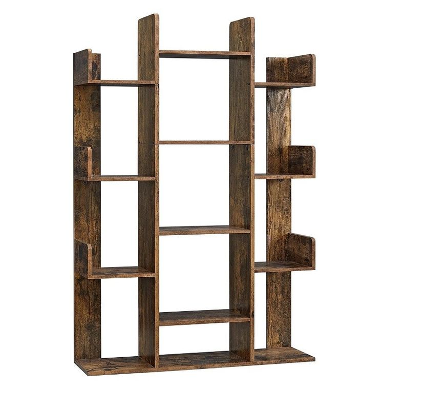 Solid Wood Tree-Shaped Bookcase with 13 Storage Shelves 9.8D x 33.9W x 55.1H inch