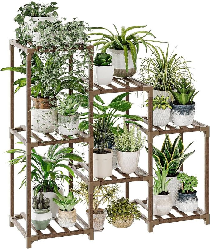 3 Tiers Ladder Multiple Plant Holder Wood Plant Rack for Living Room Patio Boho Home Decor