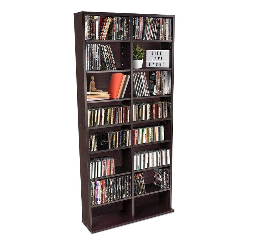 Customized 12 Adjustable Shelves And 4 Fixed Shelves Media Cabinet In Pine Wood Color