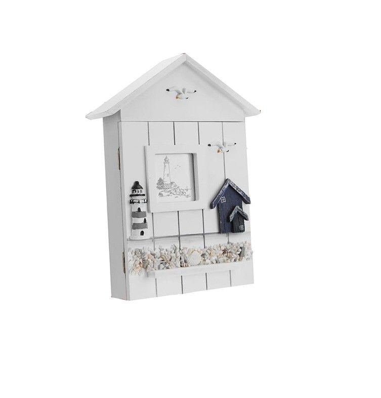 Wood Style PANEL Mediterranean Style House Shape Key Jewelry Holder for Entryway Wall