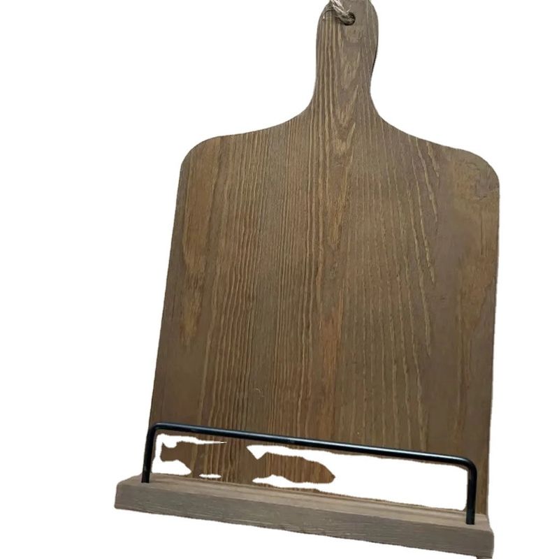 Wooden White Cookbook Stand for Kitchen Counter Adjustable Rustic Style Recipe Book Holder