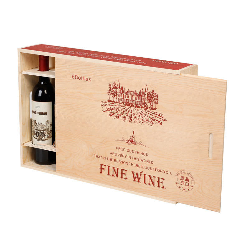 Customized Logo Acceptable Wooden Wine Box with Dividers and Acrylic Lid Custom Color