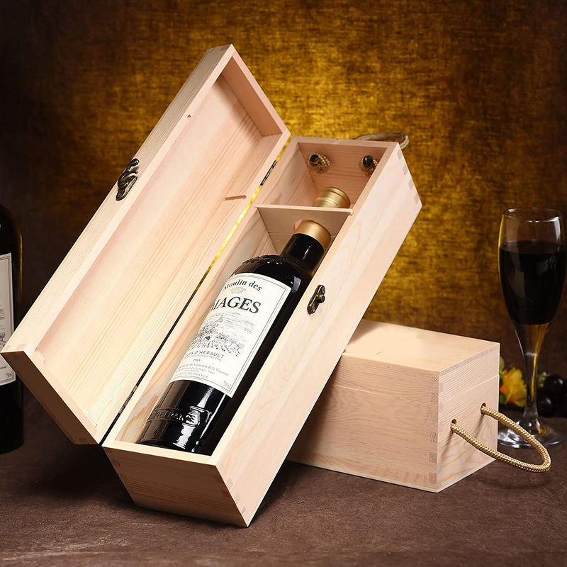 Wood Type MDF Luxury Red Wine Paint Baking Wooden Gift Box With Handles and Acrylic Lid