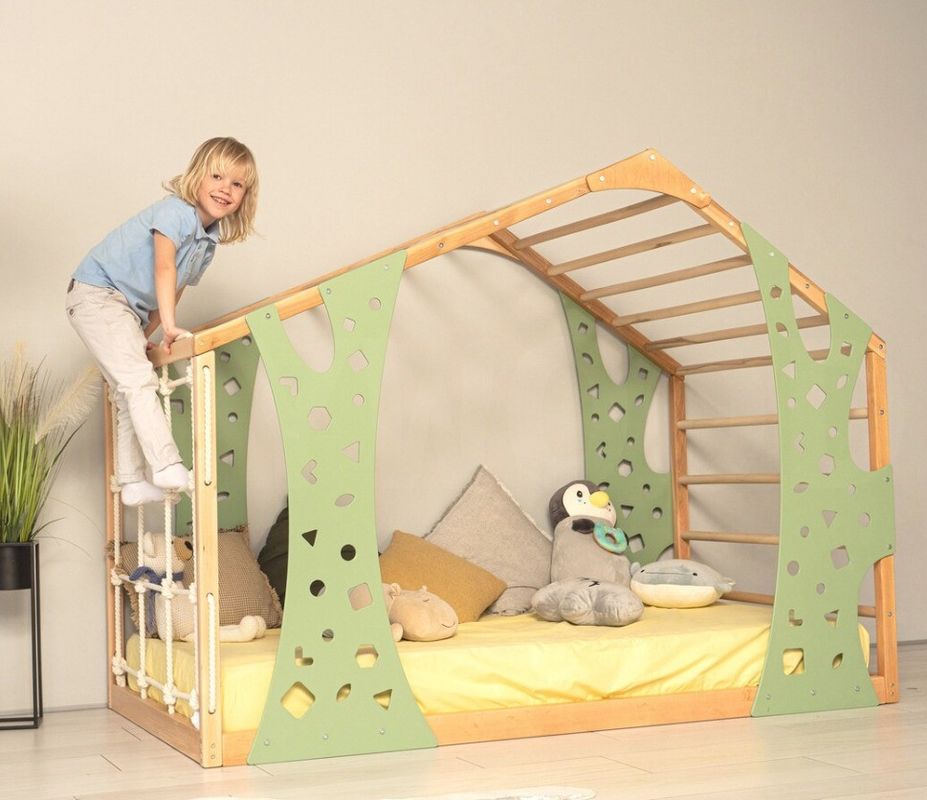 Montessori Gym Bed Jungle Gym Toddler Bed Indoor Playhouse Platform Bed As your request Mail packing Y