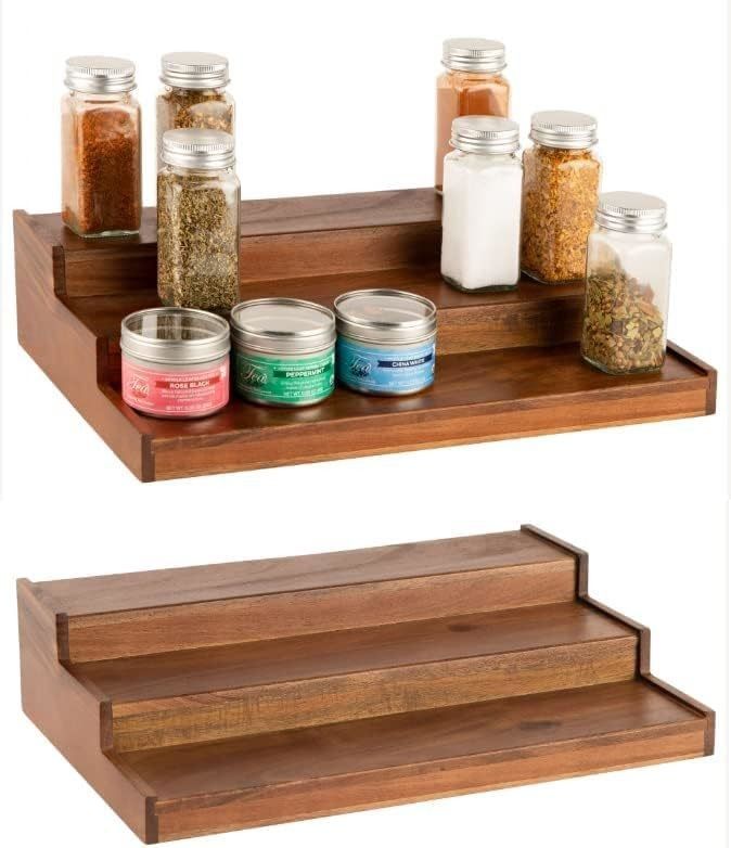 BAMBOO 3-Tier Waterproof Non Skid Shelf Wooden Spice Rack Organizer for Kitchen Design