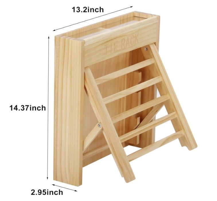 Stylish Look Wall Mounted Wooden Tie Organizer Belt Hanger Tie Holder for Space Saving