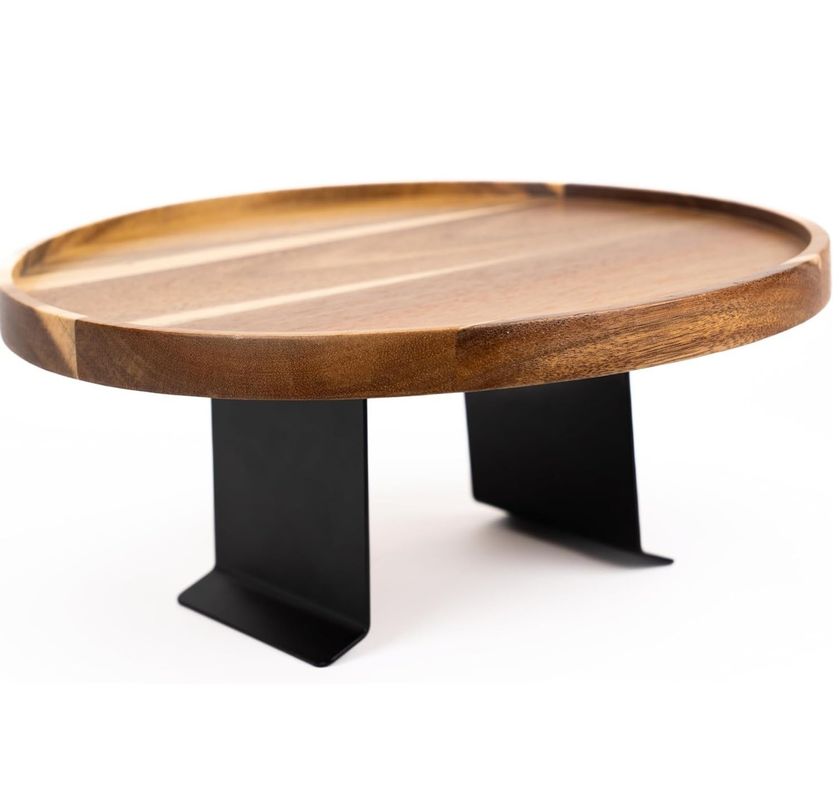 Customized Logo Acacia Couch Tray for Eco-friendly Adjustable Wooden Sofa Arm Table