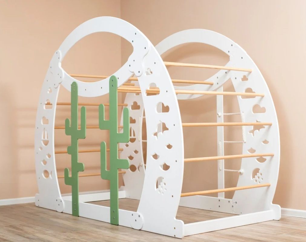 Montessori Climbing Bed with Climbing Wall Modern Design Kids Play Bed Frame by OEM